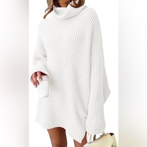 LILLUSORY Womens Turtleneck Oversized Long Batwing Sleeve Sweater